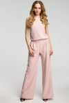elegancki pudroworóżowy kombinezon na komunię z szerokimi nogawkami.webp