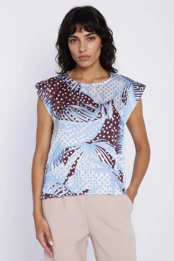 Bluzka damska z printem i subtelnym rękawkiem
