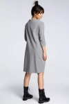 Wygodna sukienka midi z ozdobnym wiązaniem pod szyją - szara.webp