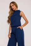 Elegancki kombinezon z rozcięciem z tyłu - granatowy.webp
