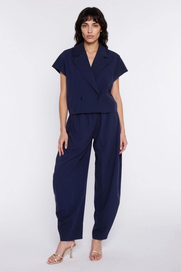 Eleganckie spodnie typu balloon z wysokim stanem i zakładkami