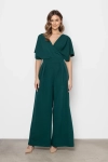 Damski kombinezon zielony z wiązaniem w talii i szerokimi ramiączkami.webp