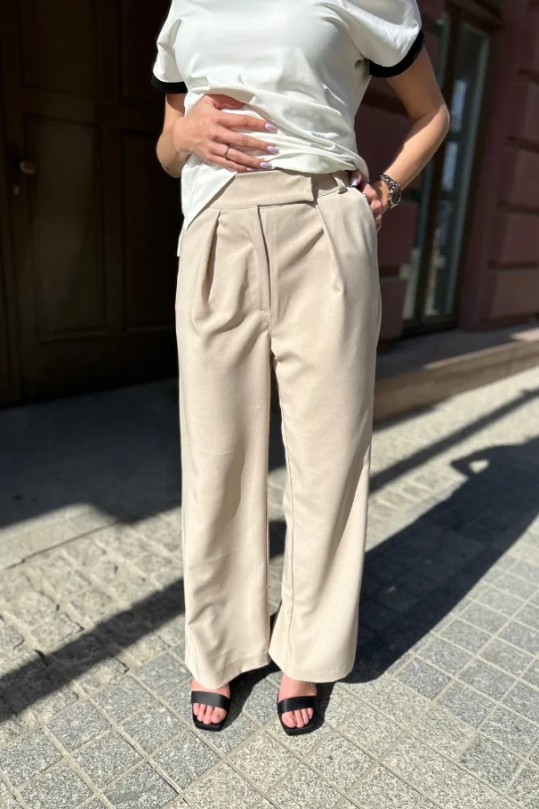 Eleganckie spodnie damskie wide leg z wysokim stanem