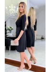 Elegancka sukienka kopertowa z brokatową górą. czarna.webp