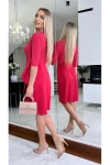 Klasyczna sukienka do kolan z kopertowym dekoltem. malina.webp