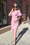 Elegancka sukienka kopertowa z rękawami typu motyl. róz.webp