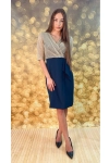 Elegancka sukienka midi z kopertowym dekoltem. granat.webp
