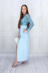Elegancka sukienka maxi z cekinową górą. blekit.webp