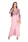 Elegancka sukienka maxi z cekinową górą. puder.webp