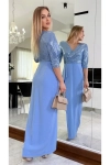 Elegancka sukienka maxi z cekinową górą. niebieski.webp