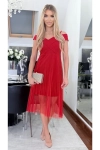 Elegancka sukienka maxi z plisowanym tiulem. czaerwona.webp