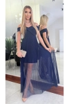 Elegancka sukienka maxi z plisowanym tiulem. granat.webp