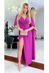 Elegancka sukienka maxi z kopertowym dekoltem fuksja.webp
