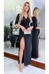 Elegancka sukienka maxi z kopertowym dekoltem czarna.webp