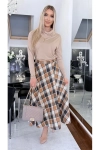 Rozkloszowana spódnica damska do eleganckich stylizacji krata.webp