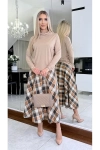 Elegancka spódnica midi o rozkloszowanym kroju krata.webp