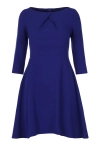Elegancka sukienka przed kolano o rozkloszowanym fasonie granat.webp