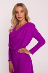 Elegancka sukienka midi z drapowanym dekoltem.webp
