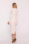 Elegancka sukienka komunijna midi w kolorze kości słoniowej z dopasowanym krojem.webp