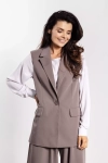 Taupe kamizelka damska elegancka zapinana na guzik idealna do pracy