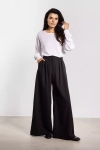 Eleganckie spodnie czarne wide leg wysoki stan do pracy